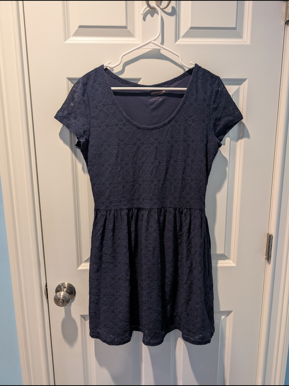 Arizona Jean Company Navy Lace Scoop Neck Mini Dress